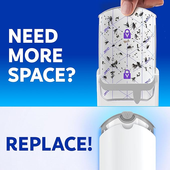 Zevo Flying Insect Trap Official Refill Cartridges - Fits Both Zevo Trap & MAX Indoor Fly Trap - Authentic Trap+Lock Technology to Catch Gnats, House & Fruit Flys (8 Official Refill Cartridges)