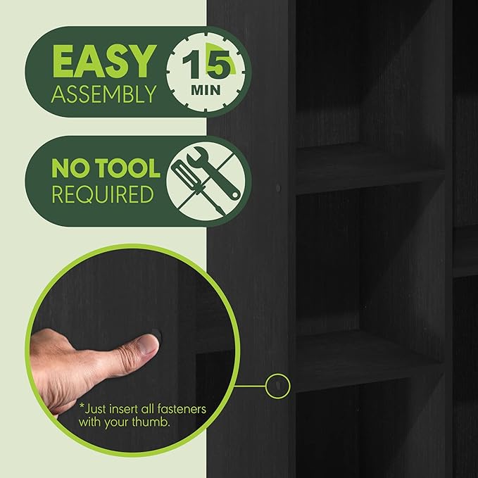 Furinno Luder 5-Cube No Tool Assembly Open Shelf, Blackwood