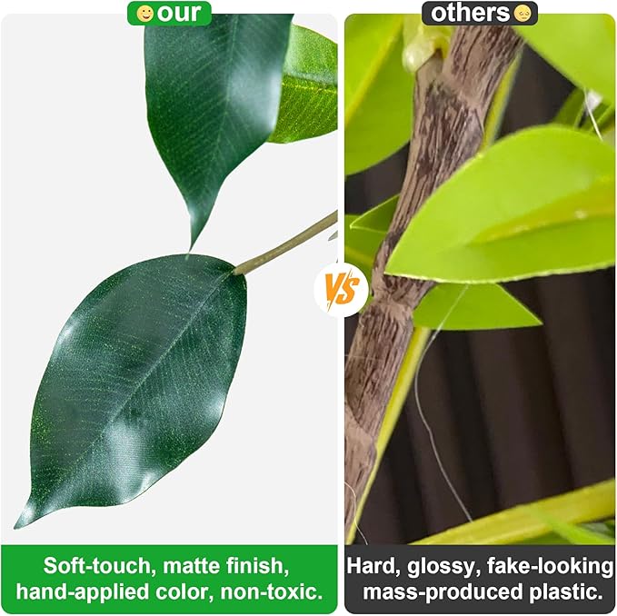 8FT Artificial Ficus Trees Indoor Faux Trees Indoor Fake Floor Plants Tall Artificial Tree with White Pot Faux Tree Fake Indoor Tree Silk Plants Artificial Trees for Home Decor Indoor