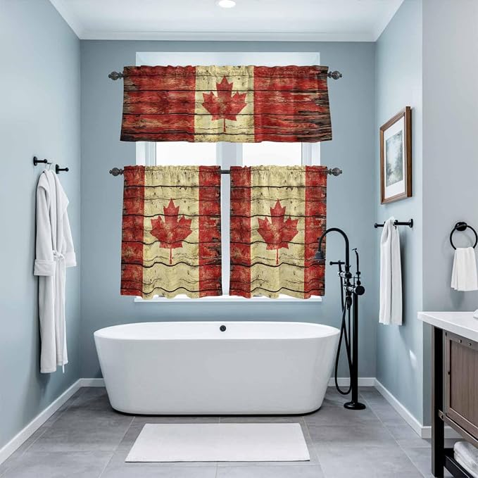 Kitchen Curtains Tiers and Valance Set of 3, Canada Light Filtering Window