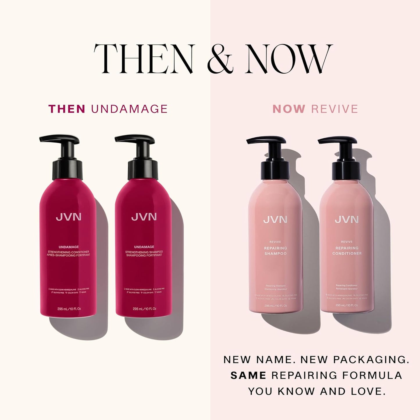 JVN Revive Repairing Shampoo, Instantly Strengthening and Deeply Nourishing Shampoo for Damaged Hair, Dry Hair Shampoo, Sulfate-Free, Silicone-Free, (10 Fl Oz)