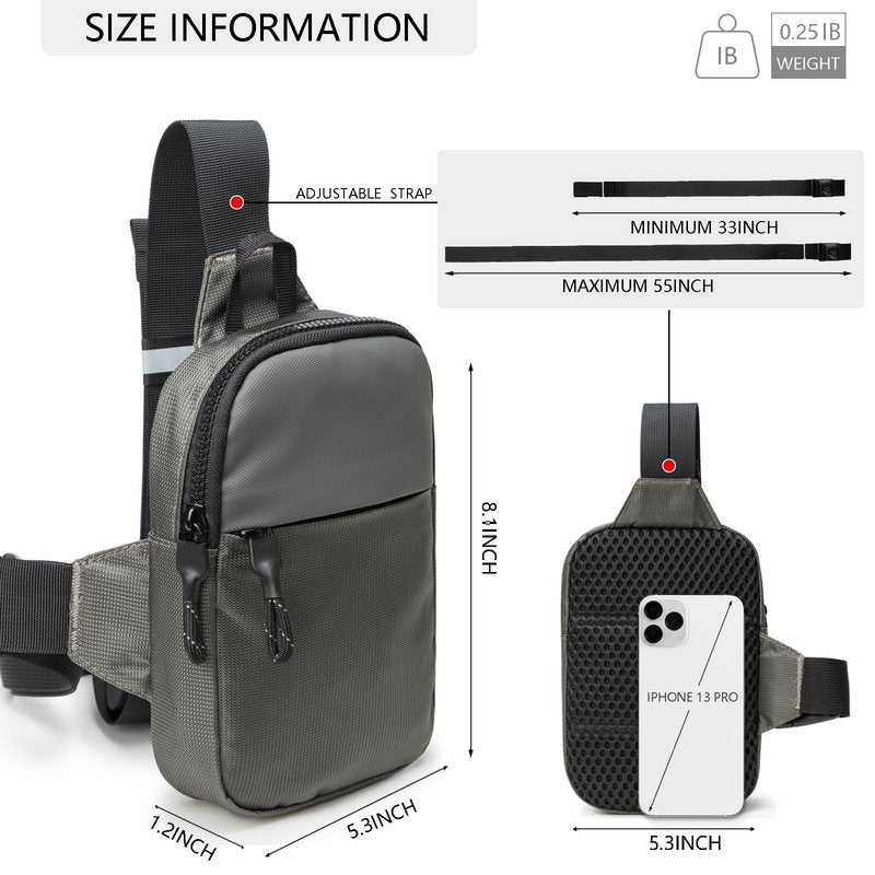 higouta Mini Sling Bag for Men Women, Small Crossbody Casual Utility Chest Phone Bag for Travel Workout