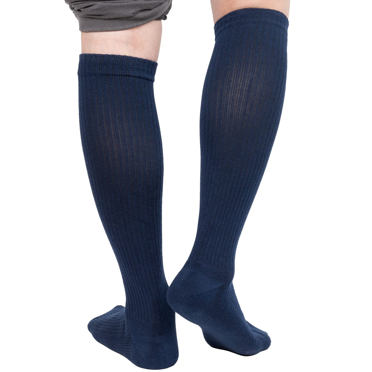Athlemo 4Pairs Cotton Compression Socks for Men & Women Circulation 8-15mmHg Knee High Socks
