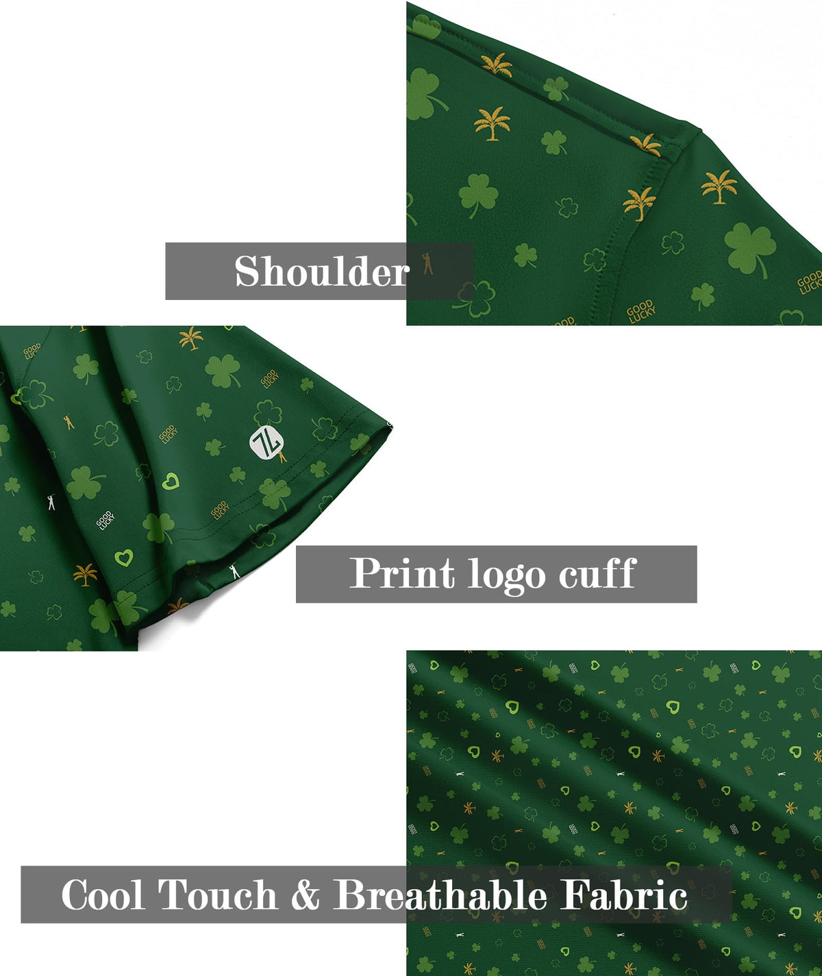 ZITY Mens Golf Shirt Short Sleeve Moisture Wicking Performance Daily Casual Print Patterns Collared Golf Polo Shirts for Men Bright Green X-Large