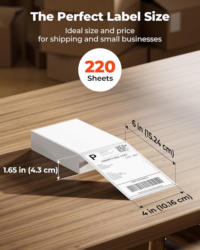 MUNBYN RW403B Bluetooth Shipping Label Printer+4"x6" Direct Thermal Shipping Labels