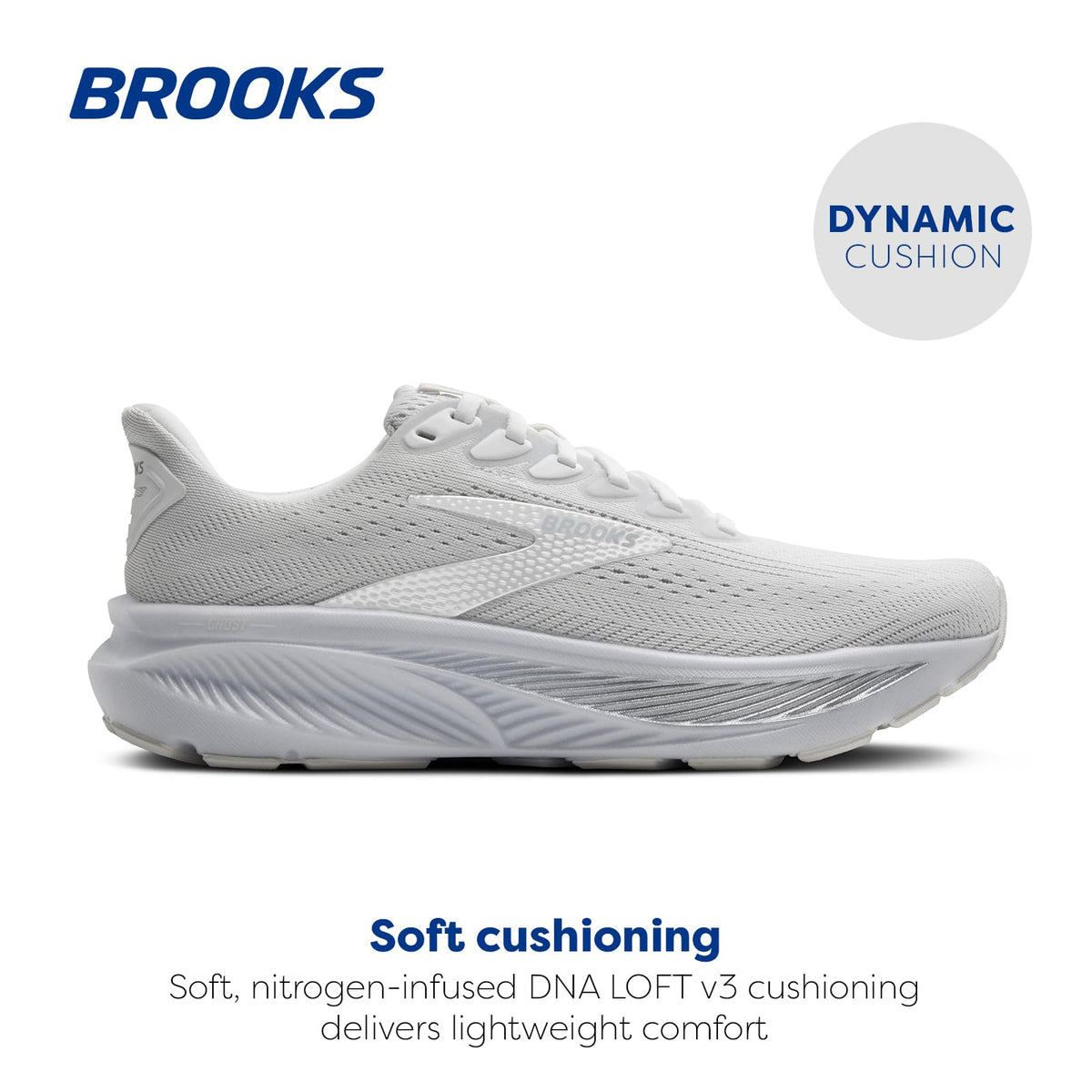 Brooks Women’s Ghost 17 Neutral Running Shoe - White/White/Grey - 10 Medium