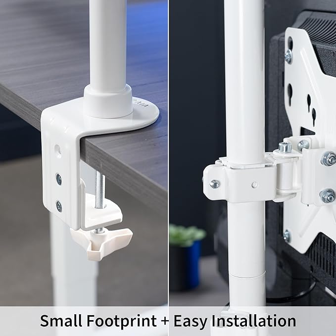 VIVO Ultra Wide TV Desk Mount for up to 55 inch Screens Weighing 66 lbs, Full Motion Height Adjustable Single Television Stand, White, STAND-V155CW