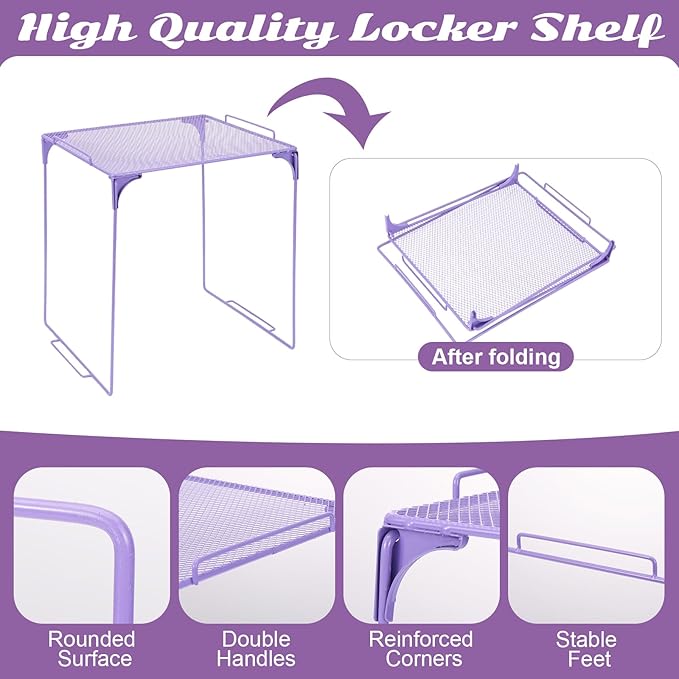 12 Pcs Locker Organizer and Decorating Kit, First Day of School Essentials,Back to School Essentials Locker Decoration, Print Whiteboard with Markers Plush Area Rug String Mirror(Purple)