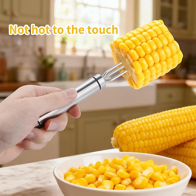 Corn Peeler for Corn on The Cob, New Long Handle Stainless Steel Corn Stripper Tool, Best Corn Cutter Tool for Home Kitchen, 4 Pack Corn Cob Peeler Stripper, Restaurant & Outdoor Dining
