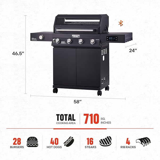 Monument Grills 4-Burner Liquid Propane Gas Smart bbq Grill Denali 425 with Cooking Plate(2 Items)