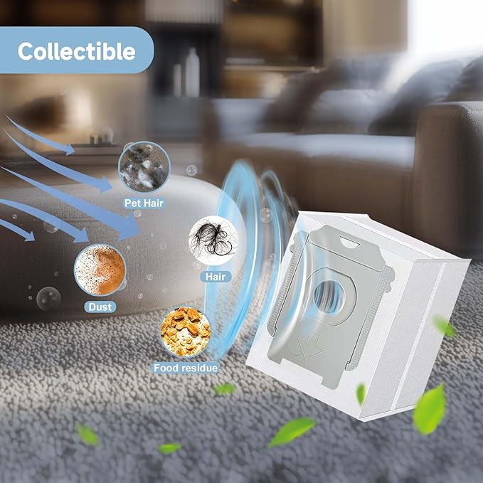 WAIKAS 6 Pack Vacuum Bags for iRobot Roomba j9+, j7+, j5+, i5+, j6+, i3+, i4+, i8+, s9+, and Other i/s/j Series Clean Base Automatic Dirt Disposal Bags Replacement Parts