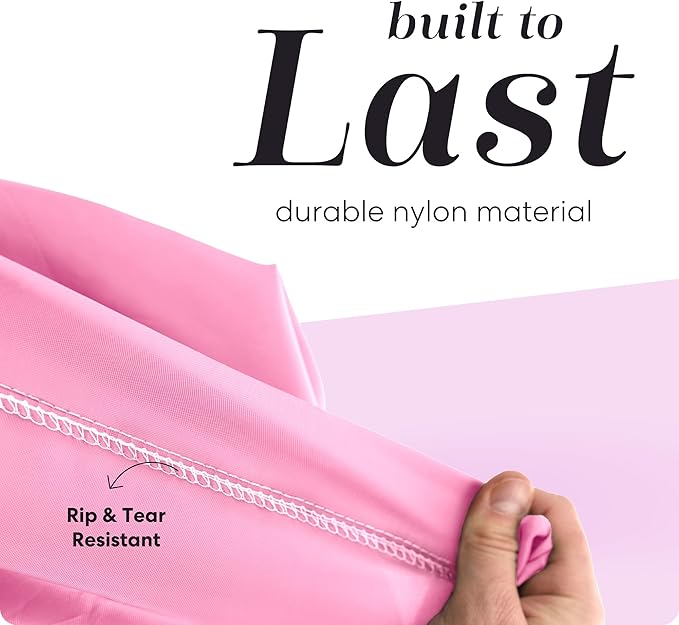 Nylon Laundry Bag - Locking Drawstring Closure and Machine Washable. These Bags will Fit a Laundry Basket or Hamper and Strong Enough to Carry up to Three Loads of Clothes. (Pink)