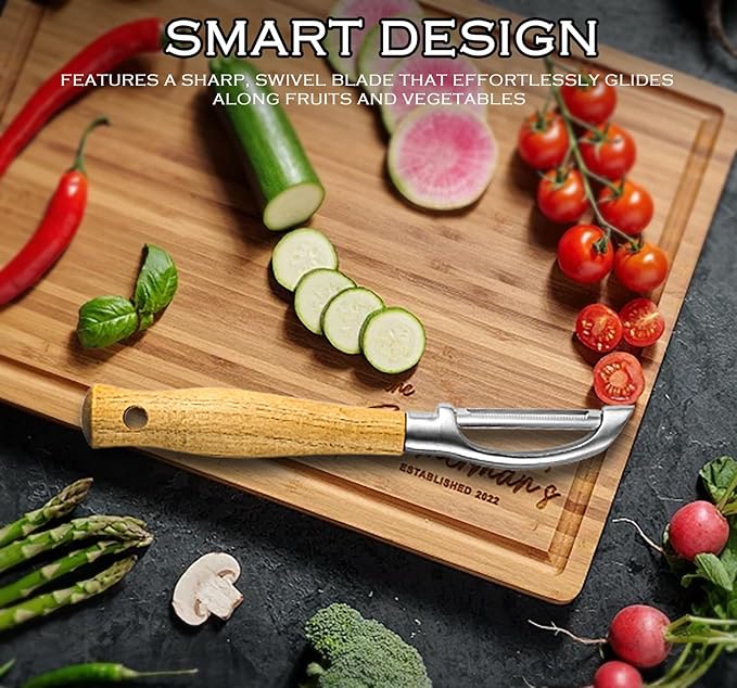 Potato Peeler Stainless Steel Vegetable Peeler,Wooden Handle Peeler