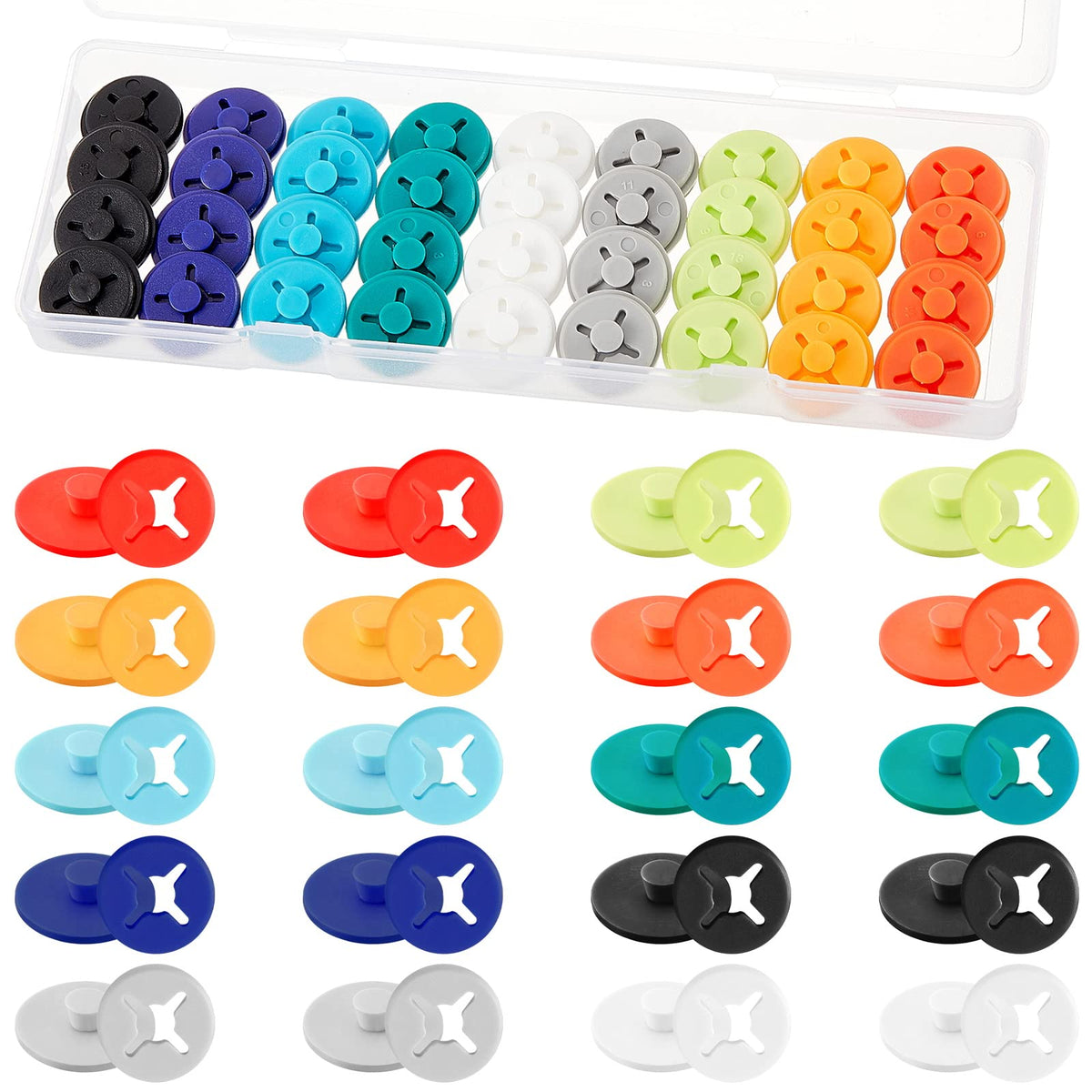 Juexica Running Bib Clips Race Number Buckle Fixing System Triathlon Race Bib Holder Marathon Fastener Holder for Field Event(Mixed Colors)