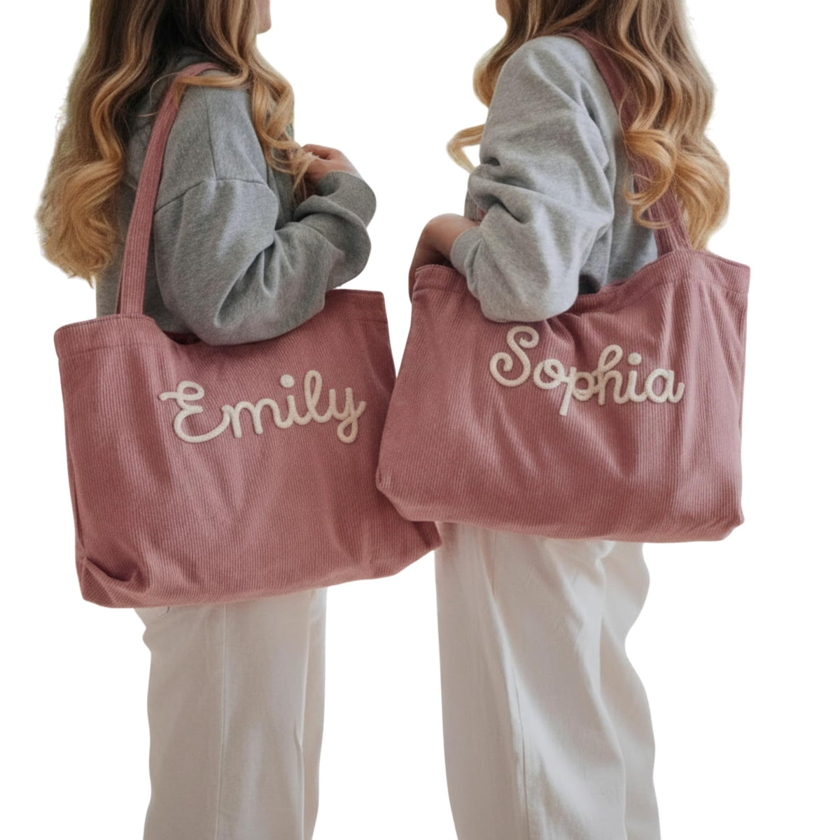 HASAWIN Personalized Embroidered Corduroy Tote Bag - Bridesmaid Gift, Custom Name Tote Bag, Everyday Essential & Weekender, Christmas Gift for Her
