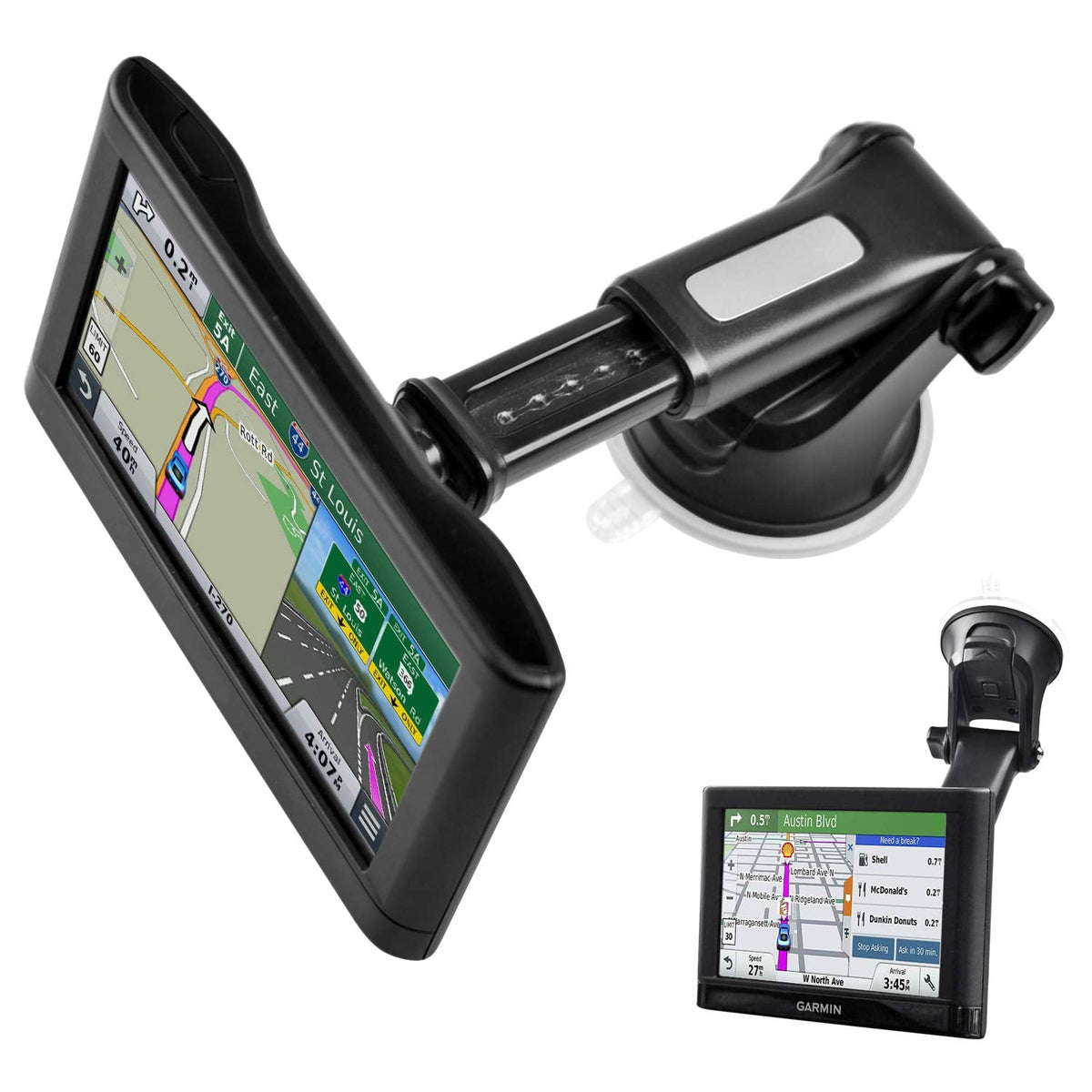 1Zero GPS Suction Cup Mount for Garmin [Quick Extension Arm], Replacement GPS Dash Ball Mount Dashboard Windshield Car Holder for Garmin Nuvi Dezl Drive Drivesmart Zumo Driveassist DriveLuxe RV