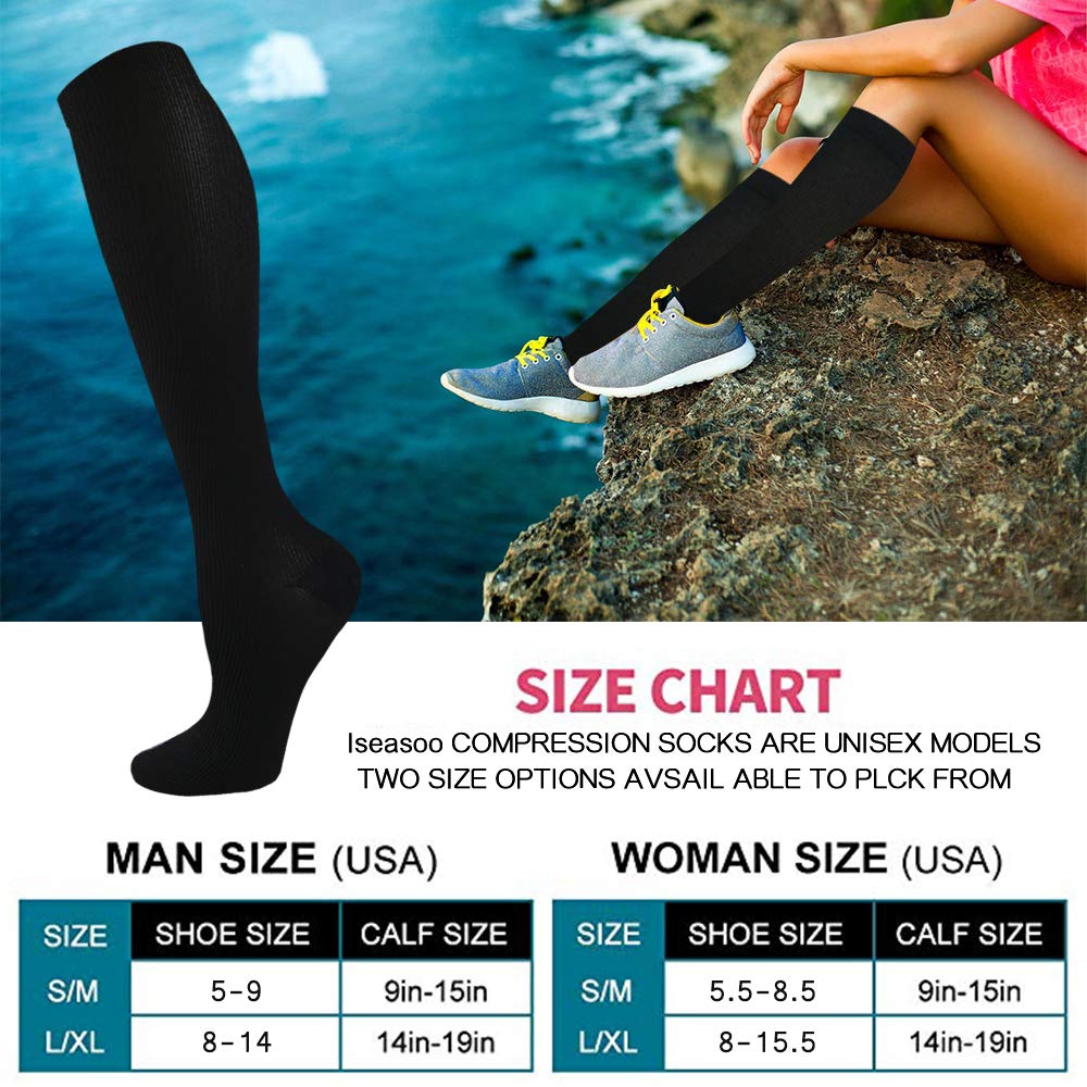 Copper Compression Socks 15-20 mmHg for Men & Women 8 Pairs – Circulation Support for Nurses, Travel, Running, Hiking, Soccer,Gift,Pregnant, Nurses(L/XL)