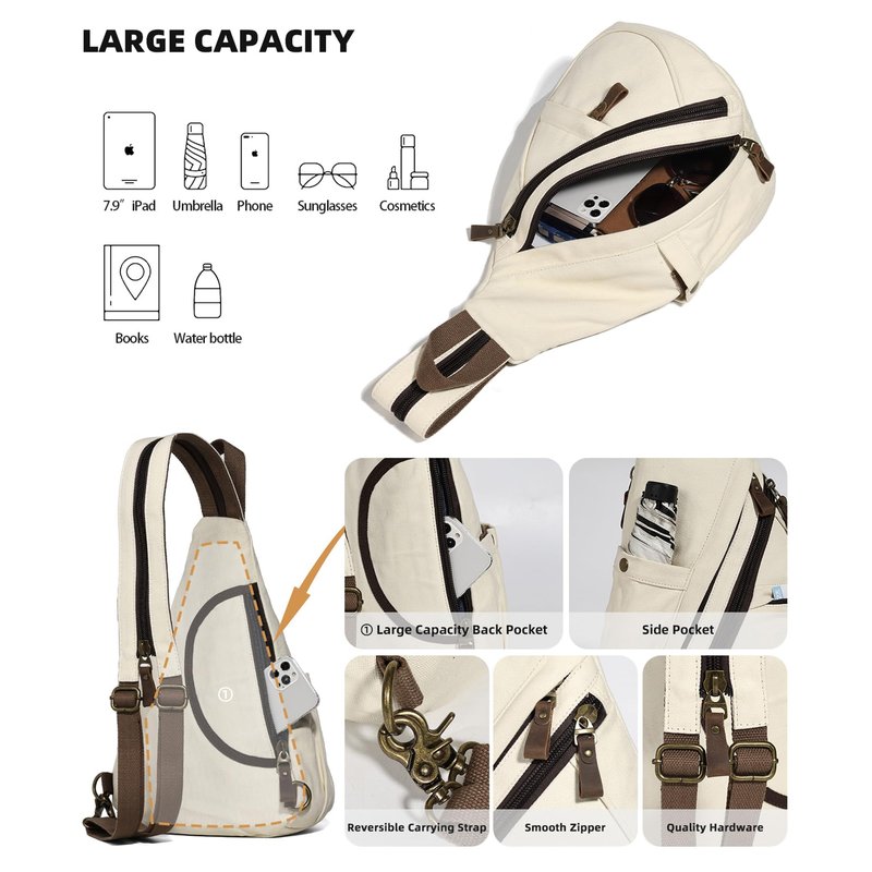 KL928 Canvas Sling Bag - Small Crossbody Backpack Shoulder Casual Daypack Rucksack for Men Women(Yellow+Orangered)