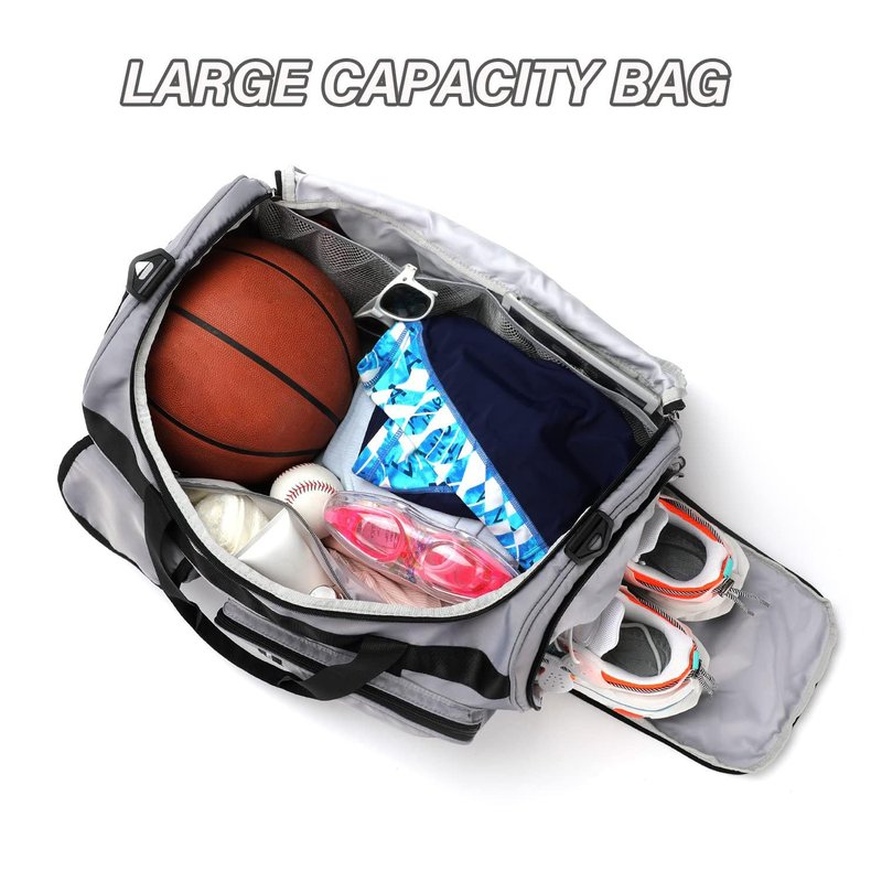 MAXTOP Travel Duffle Bag for Men Women Gym Bag with Shoes Compartment Waterproof Sports Weekend Overnight Travel Bag,Grey