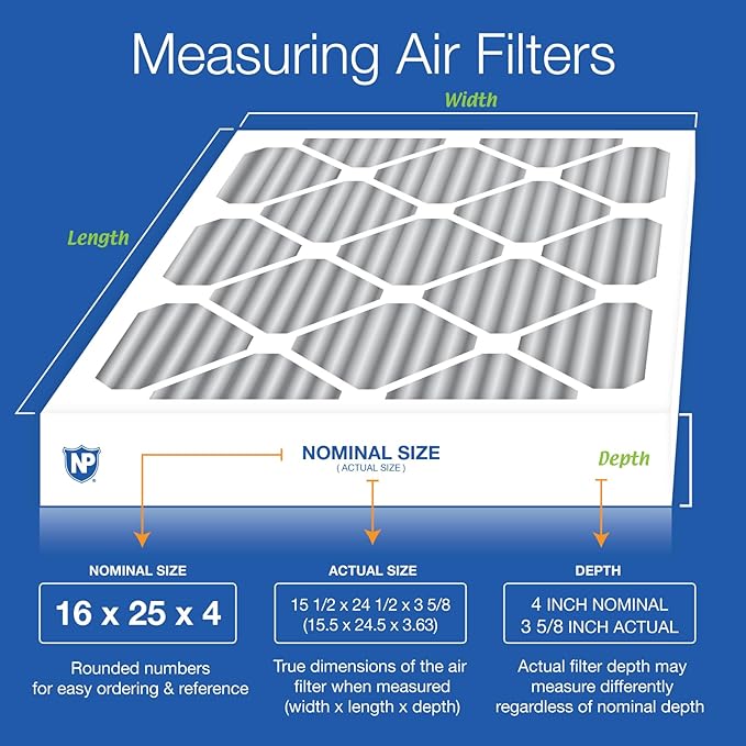 Nordic Pure 16x25x4 Pleated Air Filter MERV 12 Pleated + Carbon 1 Pack