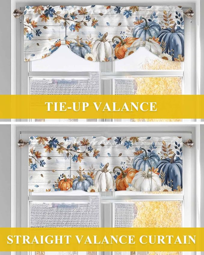 Thanksgiving Pumpkin Tie Up Valance Curtains