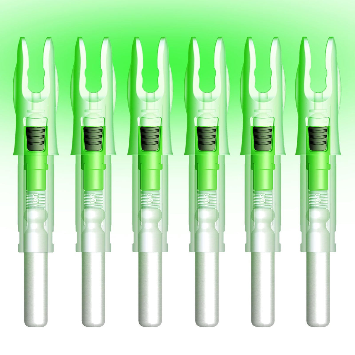 Linpeng 6PCS Lighted Nocks for Arrows with .165/ .204/ .233/ .244/ .246 Light Up Nocks with ON/Off Switch for Archery Hunting (Green, GT/.246")