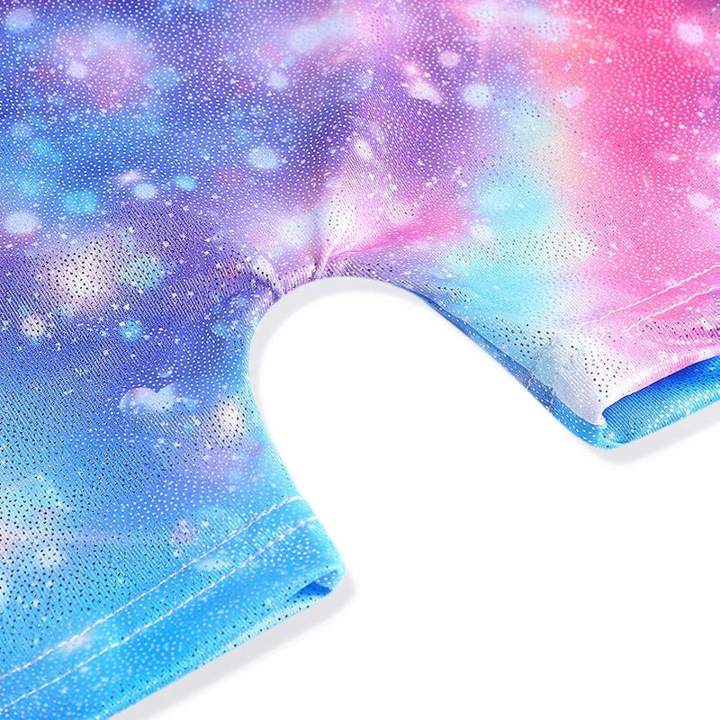 Belovance Leotards for Girls Gymnastics Unicorn Athletic Dance Wear Shiny Rainbow Blue Hotpink (Rainbow Galaxy, 9-10 Years)