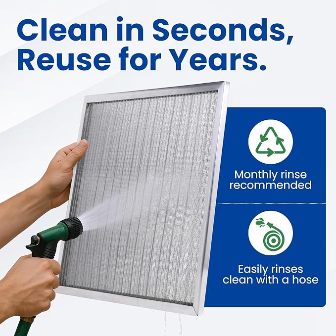 McPherson Reusable Air Filter 24x24x1 | Washable MERV 8 | Made in USA Metal