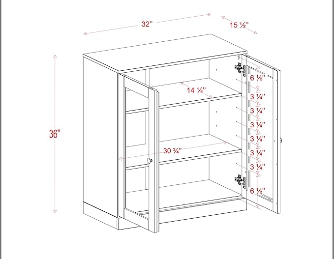 Palace Imports Solid Wood Bookcase - Floor Standing Bookshelf - 32” W - Display Furniture, Renewable 100% Eco-Friendly Wood, Made in Brazil (Black, Clear Glass Doors | 3-Shelf Short Bookcase)