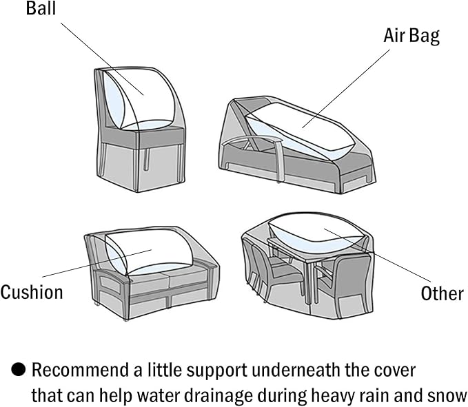 F&J Outdoors Heavy Duty Waterproof Anti-UV Rip-stop Fabric Large Patio Furniture Covers, Grey, 126"x83"x27.5"