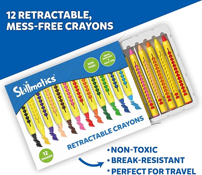 Skillmatics Color & Learn Activity Book – Letters, Numbers, Phonics & Shapes, 12 Retractable Mess-Free Crayons & 50 Pages, Educational Gift for Toddlers and Preschoolers Ages 3, 4, 5, 6