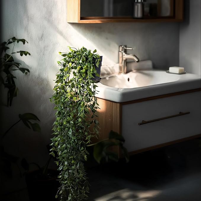 Artificial Hanging Plant 2 Pcs Faux Plant Ivy Vine Faux Eucalyptus Vines Fake Potted Greenery for Wall Living Room Home Shelf Office Bathroom Outdoor Indoor Decor (Type 1)