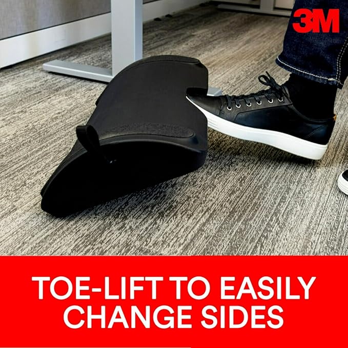 3M Foot Rest for Standing Desks, Two-Sided Rocking and Stationary for Sitting or Standing, Helps Reduce Leg and Foot Fatigue, Black (FR200B)