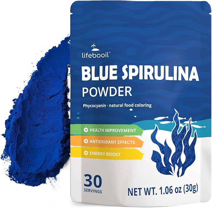 Lifebooil Blue Spirulina Powder, 100% Natural Pure Phycocyanin Extract, 30g