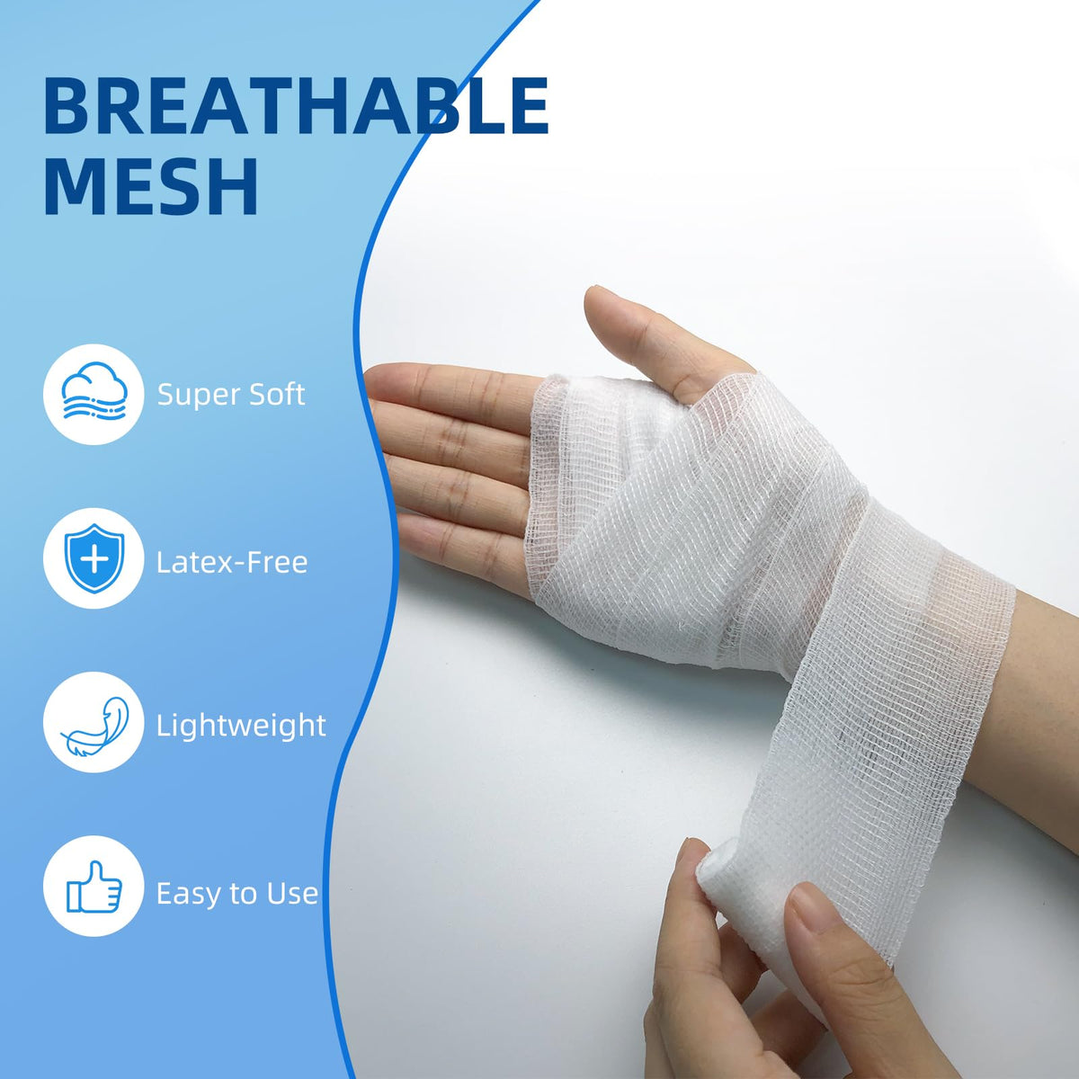 GlobalRoll Stretch Gauze Bandage, Gauze Rolls 2'' x 4.1 Yards - 24 Rolls Individually Wrapped Conforming Stretch Bandage, First Aid Wound Care Rolls for Primary Wound Dressing Support
