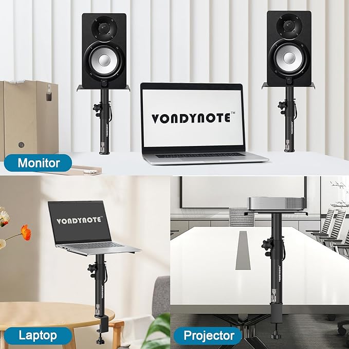Set of 2 Studio Monitor Stands Desktop Speaker Stands Height Adjustable 12" to 18" Speaker Stands with Desk Clamp