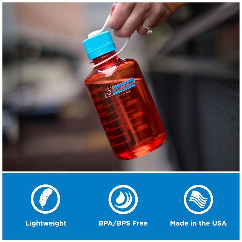 Nalgene 16 oz Narrow Mouth Water Bottle | Slim Cup Holder Size, BPA-Free, Durable & Leak Proof, Lightweight Travel Bottle, Jade