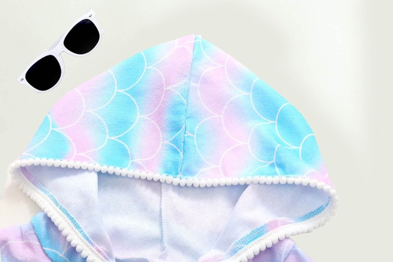LUCKYGAL Toddler Girls Swim Cover Up Kids Swimsuit Coverup Mermaid Terry Beach Pool Clothes,2t 3t