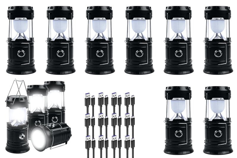 KunHe 5-Pack 1800mAh Collapsible Portable LED Camping Lantern Lightweight Waterproof USB Rechargeable LED Flashlight Kits for Indoor Outdoor Home Emergency Light Power Hiking