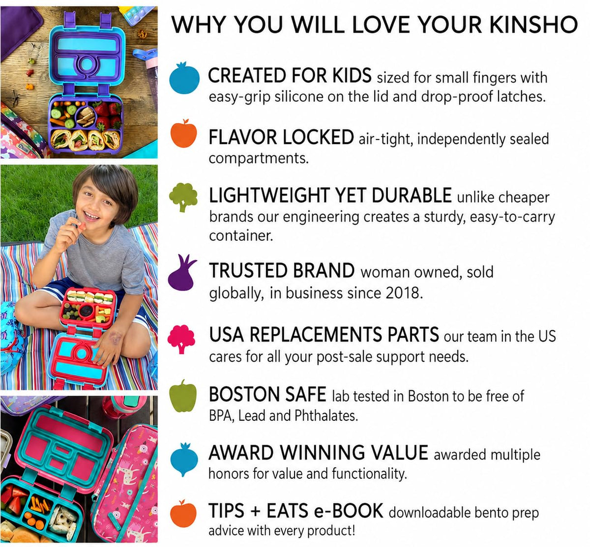 kinsho Bento Lunch Box for Kids Toddlers Girls, 4 Portion Sections Secure Lid, Microwave Safe BPA Free Removable Tray, Pre-School Kid Daycare Lunches Snack Container Ages 3 to 5, Pink Koala