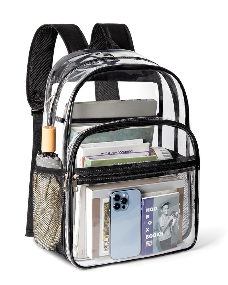 KIMNERPU Clear Backpack, Heavy Duty Transparent Bookbag for School with Reinforced Strap for Women, Men, Capacity Bag for College Clear
