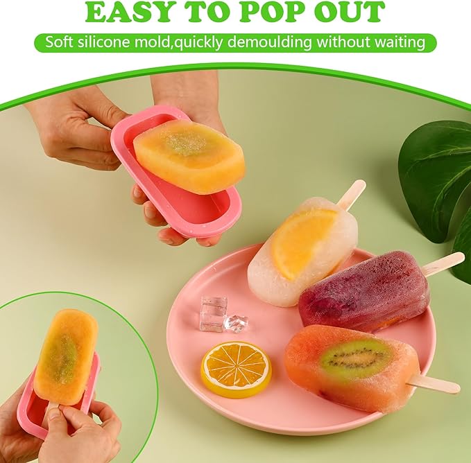 WMKGG Stackable Silicone Popsicle Molds with Lids, 4 PCS Ice Cream Molds