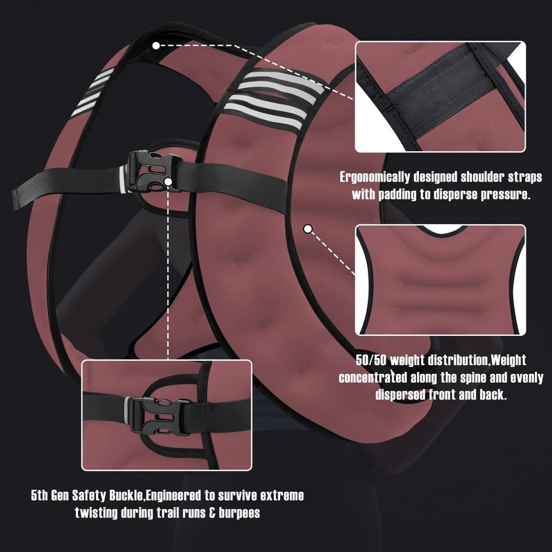NATURELUX Weighted Vest with Reflective Stripe and Adjustable Buckle Straps, Sand Brown, 10 lbs