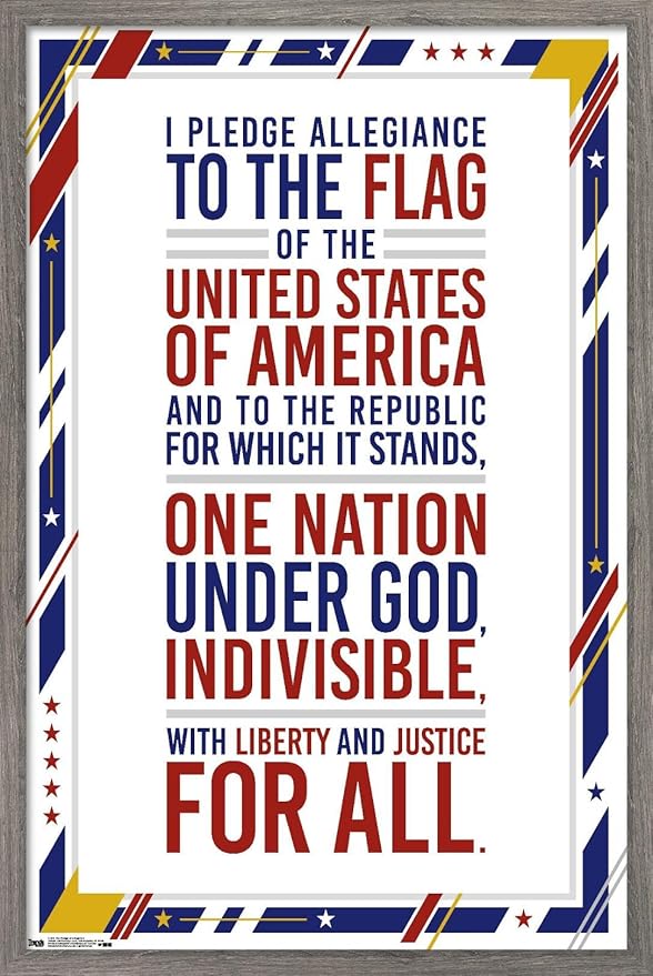 Trends International The United States Of America - Pledge Of Allegiance Wall Poster, 14.725" x 22.375", Barnwood Framed Version