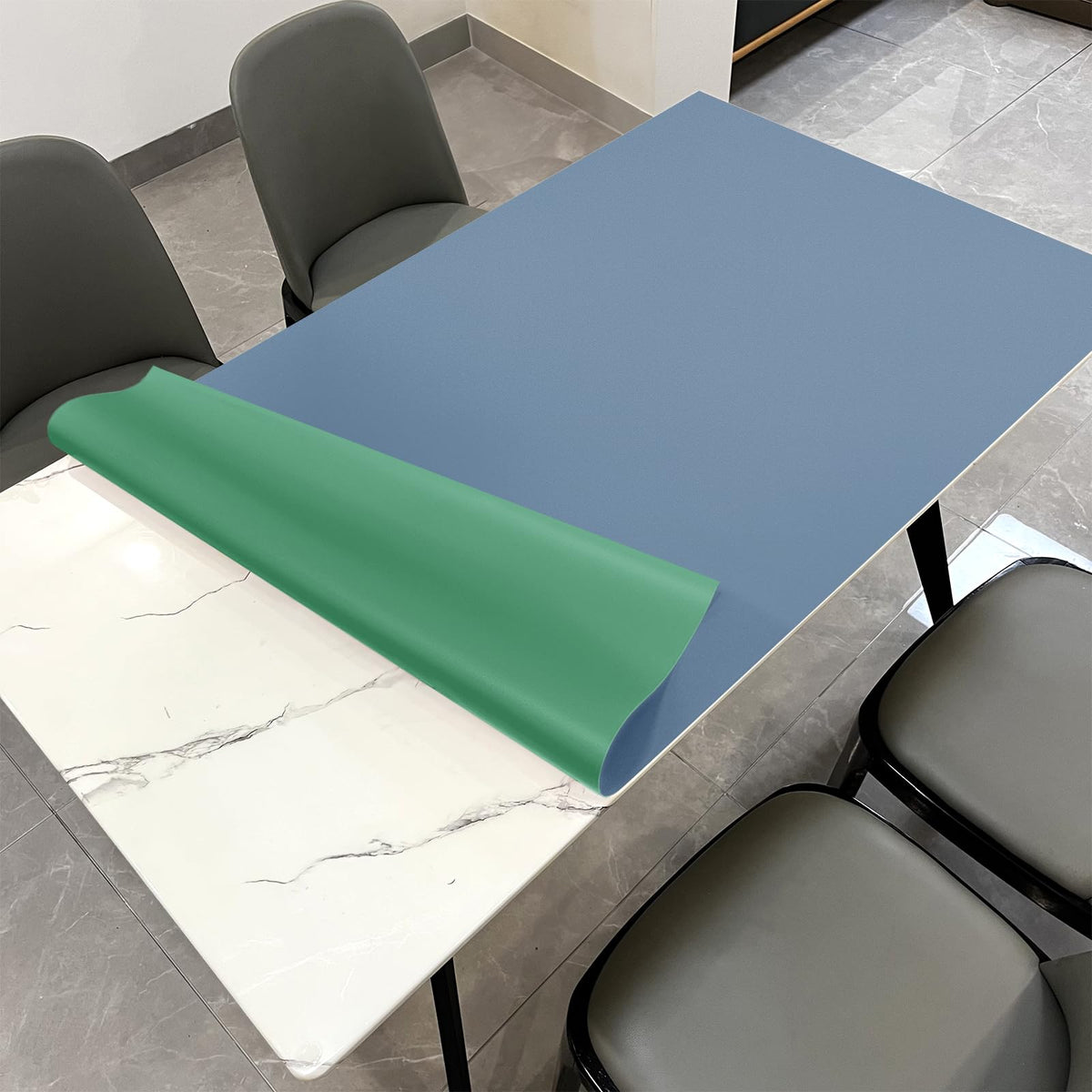 Zinkooat Faux Leather Table Cover,1.8mm Thick,30x60 Inch Desk Cover,Large Desk Mat,Table Protector,Table Cover Protector,Craft Mats to Protect Table(Black+Black,30x60)