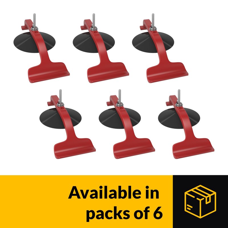 BRIXWELL Suck N Clamp Adjustable Cup Clamps, Acrylonitrile Butadiene Styrene Material, 7-1/8" Length, 3-3/8" Cup Diameter, Adjustable Clamp Set, Pack of 6, Red Finish