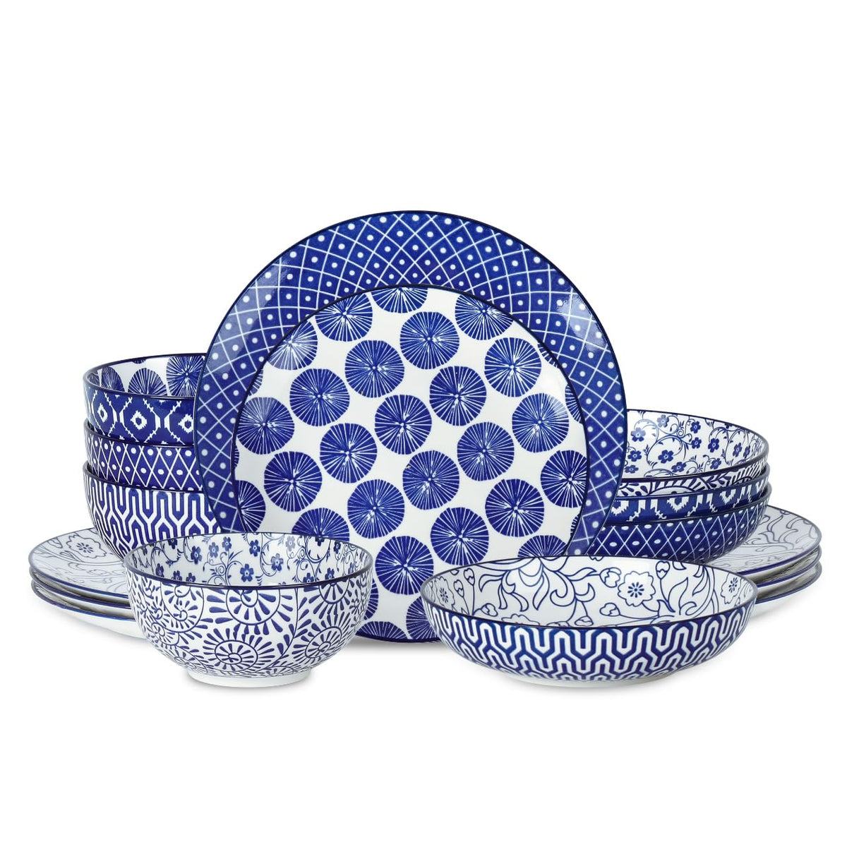 Selamica Ceramic Dinnerware Sets for 4, 16 Pieces Plates and Bowls Sets, Dishes set for 4-Chip and Scratch Resistant, Dishwasher&Microwave Safe, Assorted Colors
