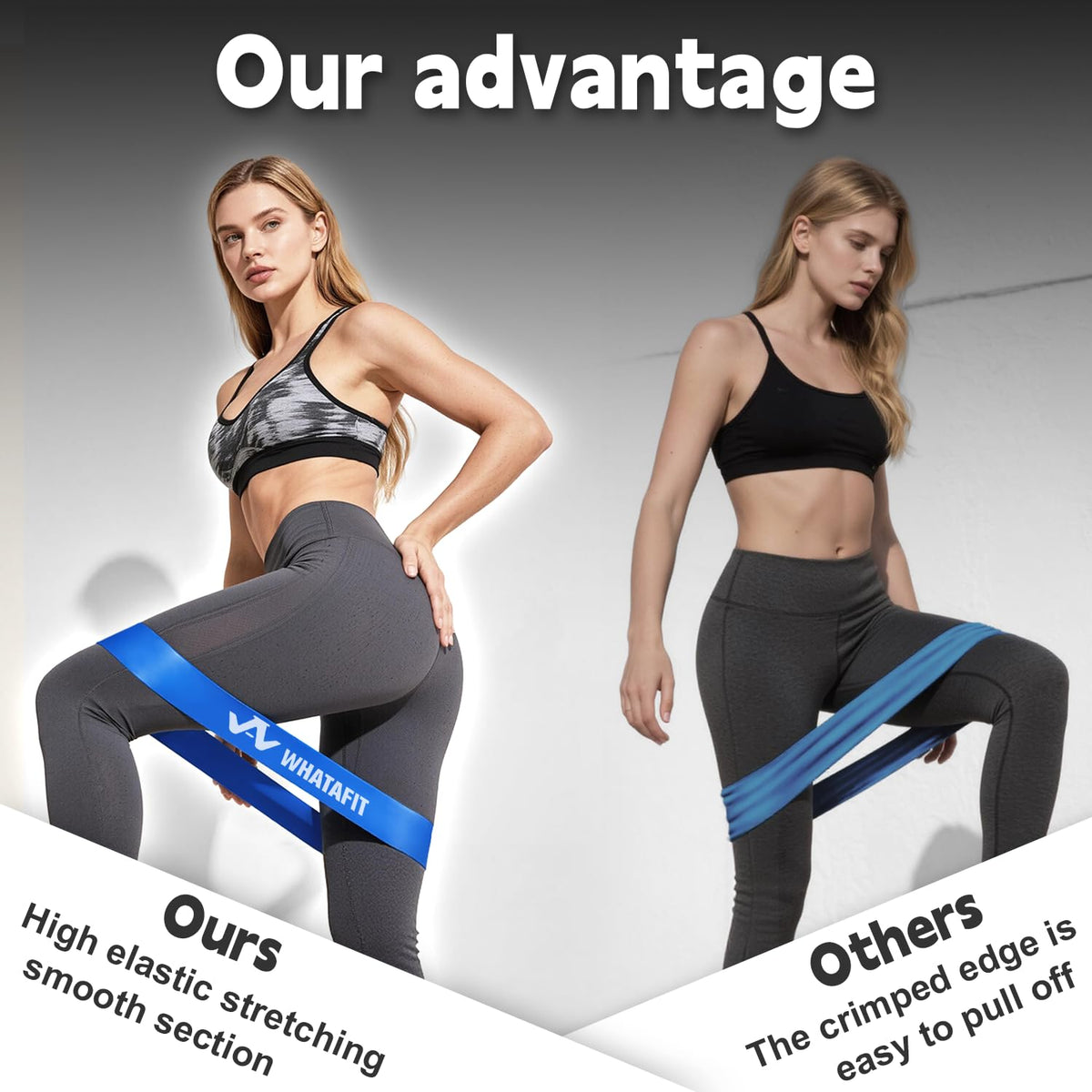 WHATAFIT Resistance Loop Exercise Bands, Latex Elastic Workout Bands for Men and Women, for Home Fitness, Stretching, Strength Training, Physical Therapy