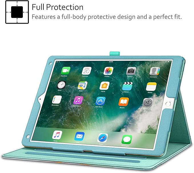 Fintie Multi-Angle Case, 2017/2015 iPad Pro 12.9 inch (Old Model) 1st & 2nd Gen Case - [Corner Protection] Folio Stand Cover with Pencil Holder & Pocket, Auto Wake/Sleep, Emerald Marble