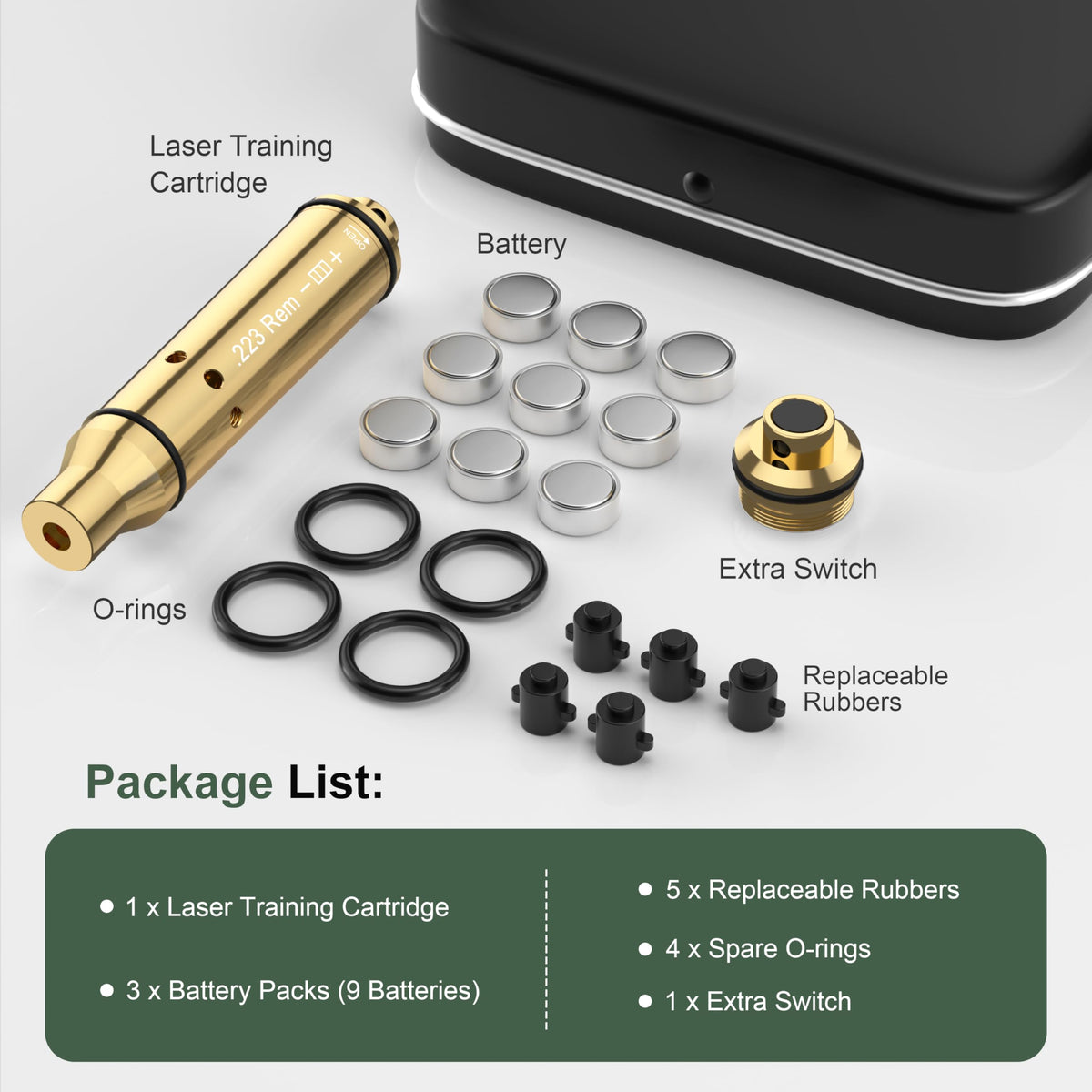 Vstranics 223Rem Laser Training Cartridge Dry Fire Training System with 3 Set Batteries for Dry Fire Practice and Shooting Training